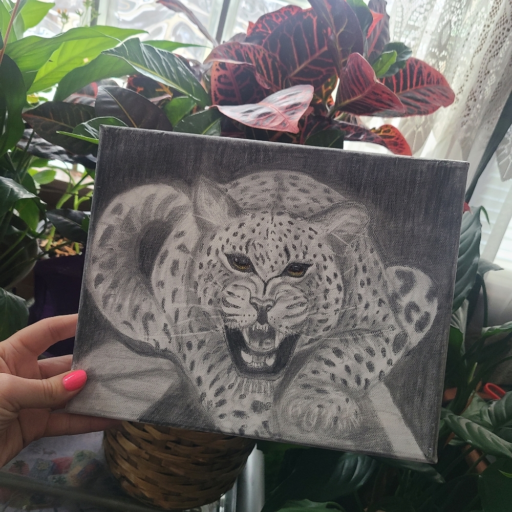 Hand drawn Jaguar canvas sketch